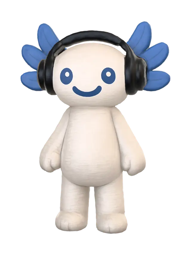 Modello 3D Axolotl DJ, generato dall’IA