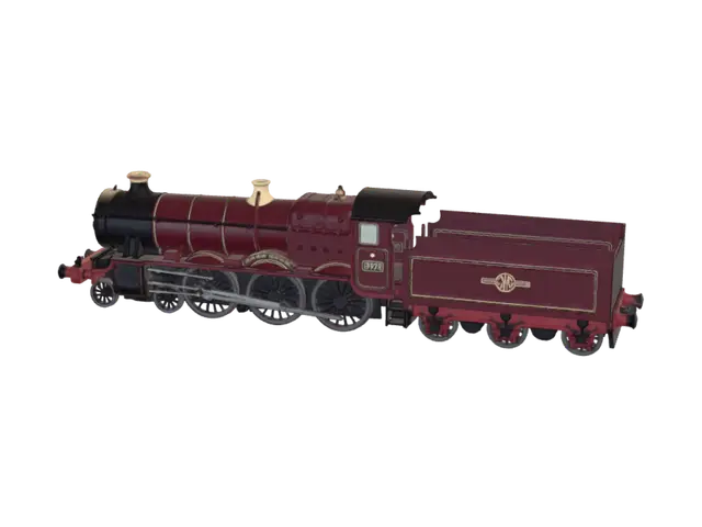 Red Steam Locomotive with Tender Diagram 3D model, vytvořený pomocí AI