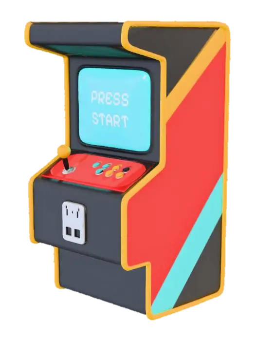 Retro Arcade Adventure - Gameart 3D model, vytvořený pomocí AI
