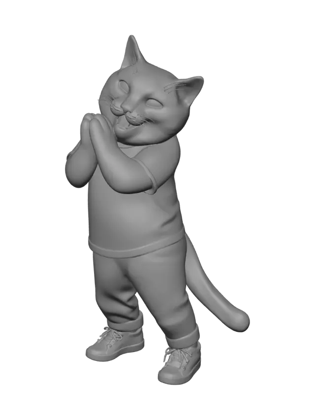 3D model for Joyful Cat in a Green Shirt