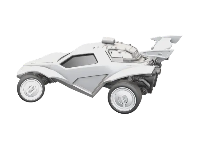 Weathered Octane Rocket League 3D model, vytvořený pomocí AI