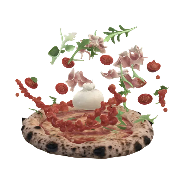 Napolitanische Pizza - Slice 3D model, vytvořený pomocí AI