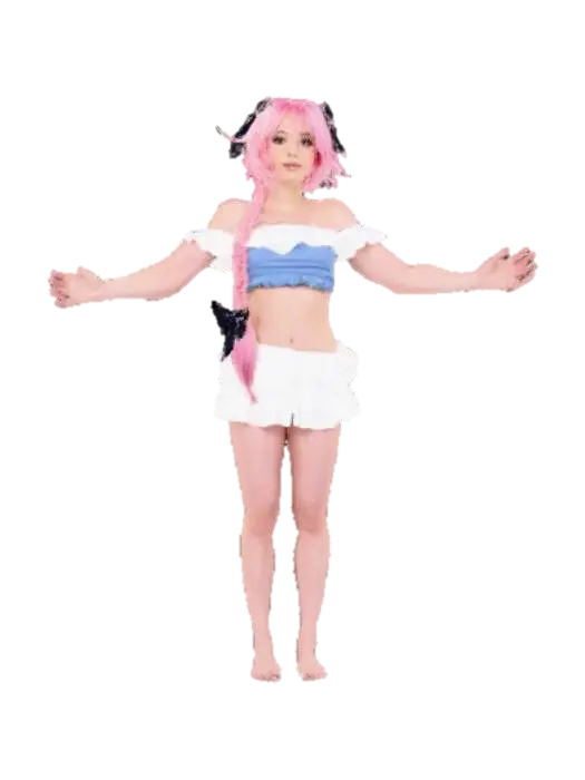 Cosplay at the Beach - Femboy 3D model, vytvořený pomocí AI