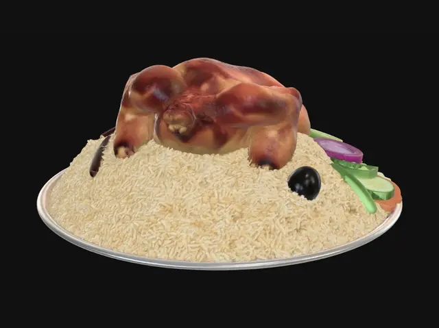 3D model for Golden Roast Chicken on Rice Pilaf with Vegetables
