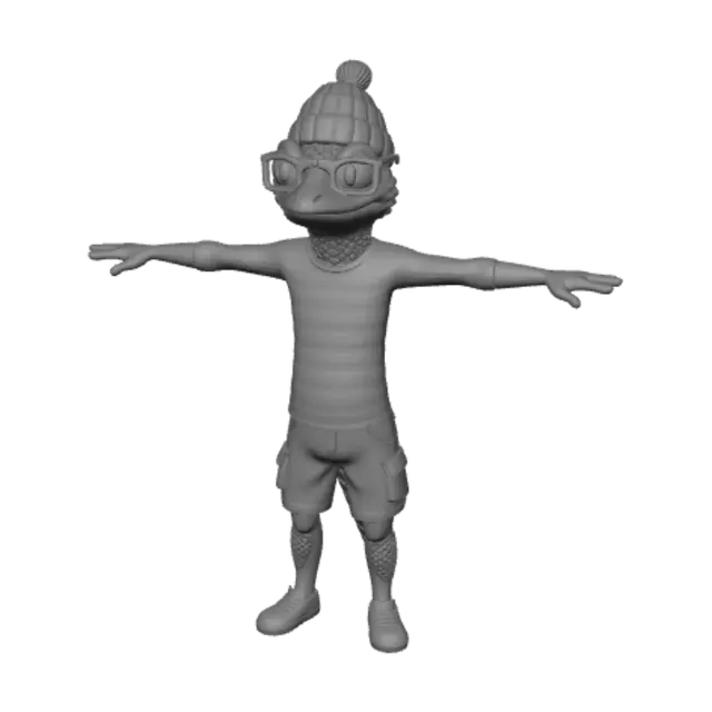 3D model for Stretching Lizard in a Striped Shirt