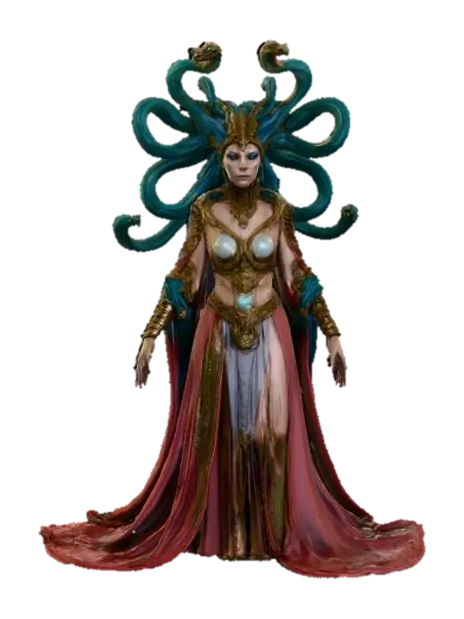 hydra humanoid female queen 3D model, vytvořený pomocí AI