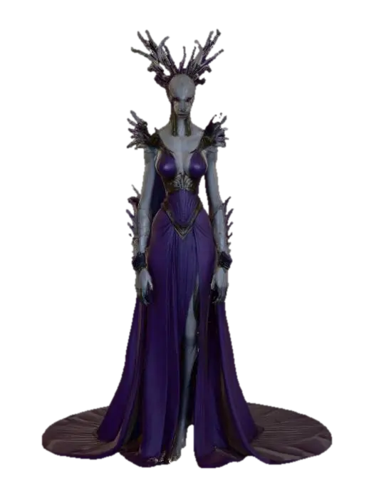 hydra humanoid female queen 3D model, vytvořený pomocí AI