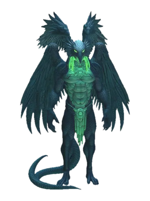 beast humanoid hybrid oracle wings hydra bird 3D model, vytvořený pomocí AI