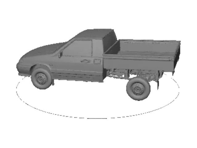 3D model for Silver Compact Pickup Truck in Studio