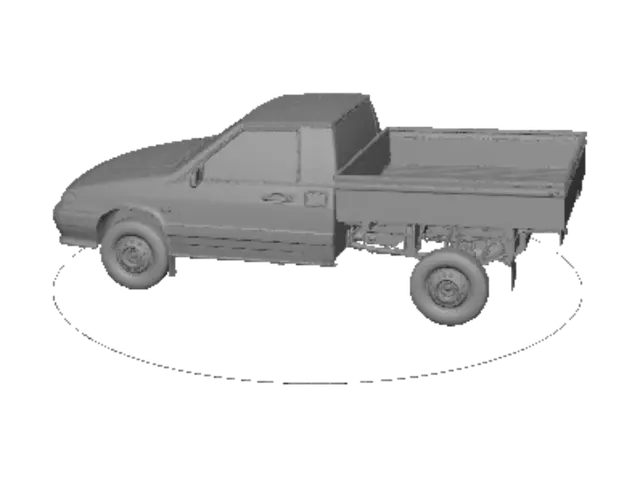 3D model for Silver Compact Pickup Truck in Studio