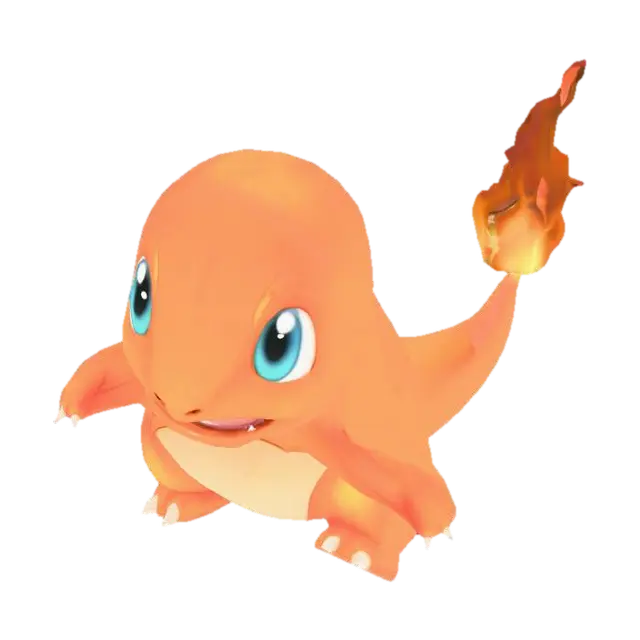 Glumanda Pokémon - Charmander 3D model, vytvořený pomocí AI