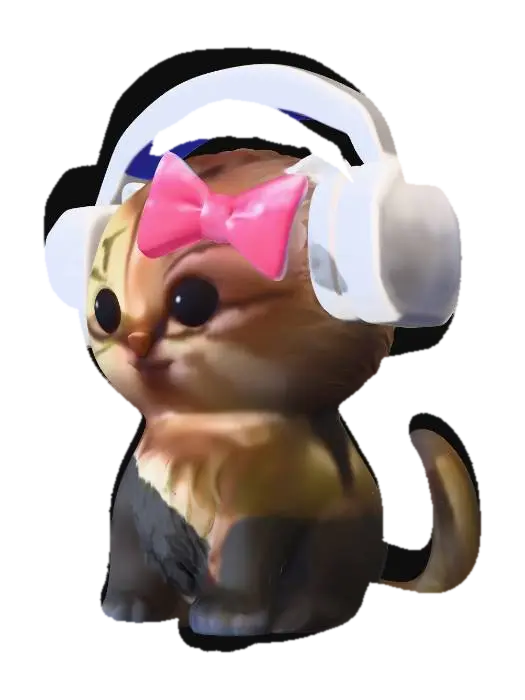 Gaming Kitten with Headphones - Popular 3D model, vytvořený pomocí AI