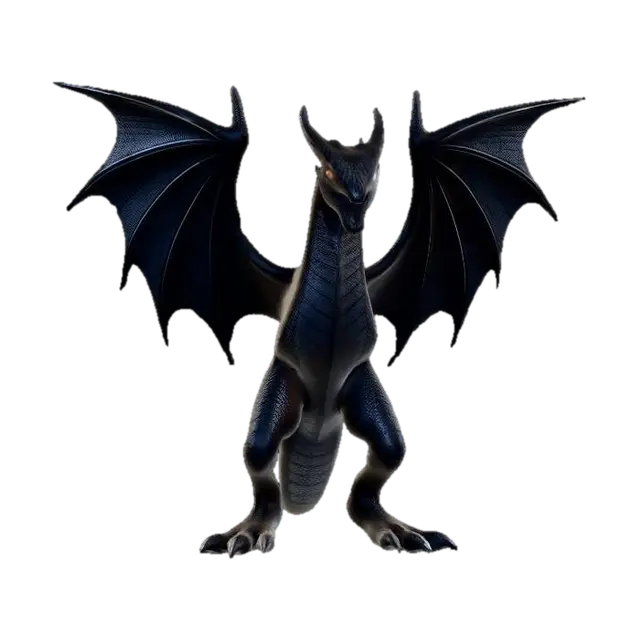 Black Wyvern Standing Proud in a "Tpose" front "legs" should be part of the wings… - Lowpolly 3D model, vytvořený pomocí AI