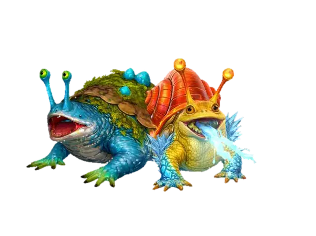 i want to fuse the two creatures referenced in the middle so they are joined at the hip like… - Elementals AI 생성 3D 모델