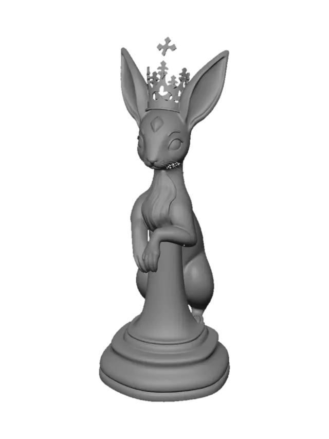 3D model for Espeon as a Queen chess pice vith a round base