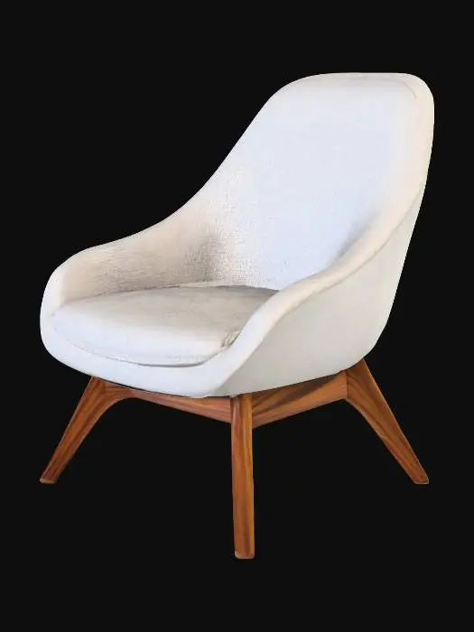 3D model for Beige Bouclé Armchair with Wooden Legs