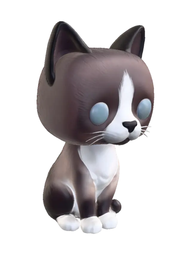 Modello 3D Blue-Eyed Balcony Cat - Stray, generato dall’IA