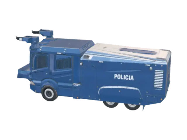 Blue Fortress on Wheels - Moving 3D model, AI generated