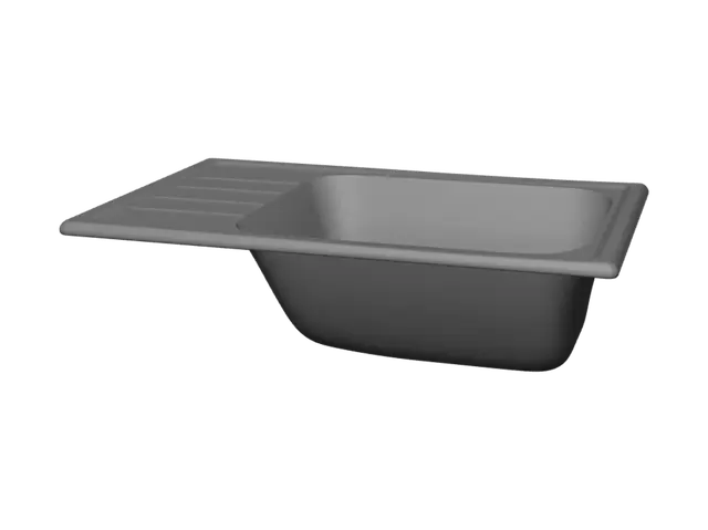 3D model for White single-basin sink with draining board