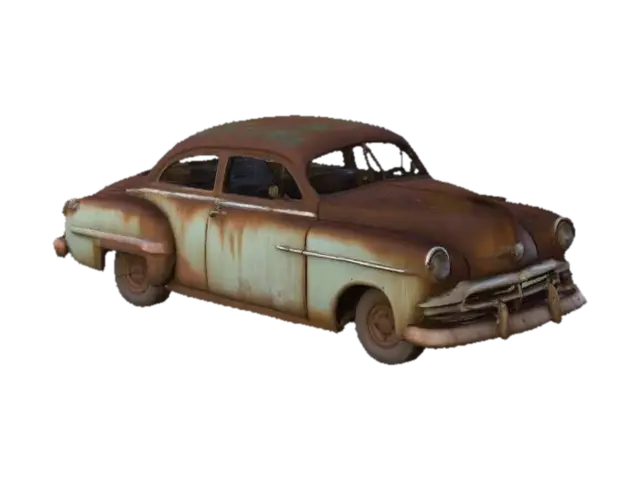 3D model for urban rusty abandoned damage car