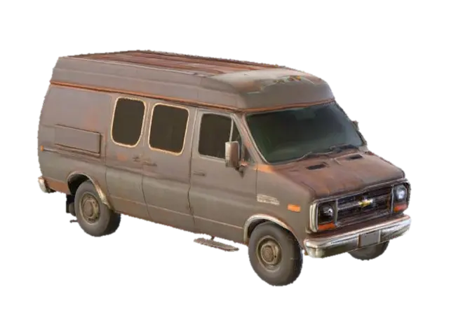 rusty chevrolet savana - Van 3D model, vytvořený pomocí AI