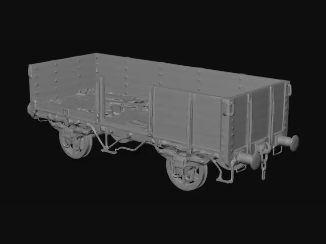 3D model for abandoned open freight wagon
