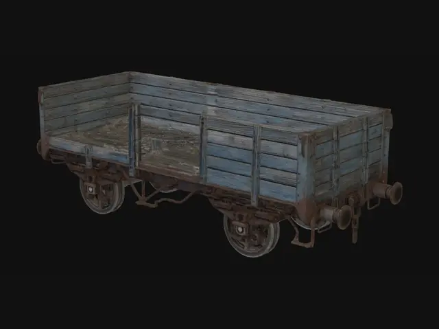 3D model for abandoned open freight wagon