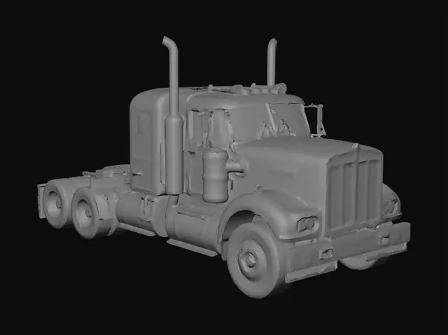 3D model for change this truck to snowy variant but do not change color of the truck and do grey background