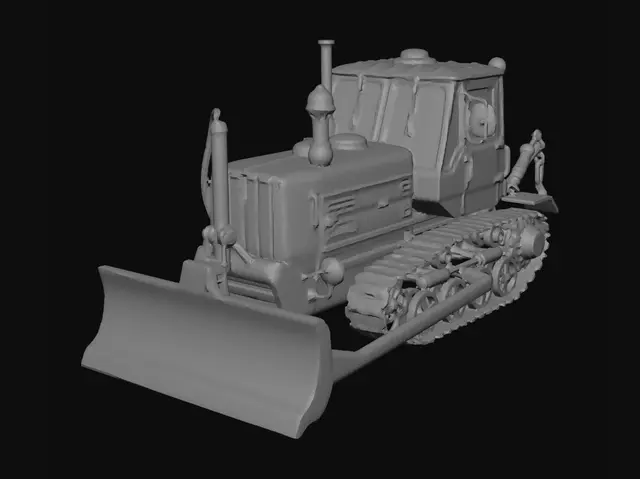 3D model for change this tractor to snowy variant but do not change color of the tractor and do grey background