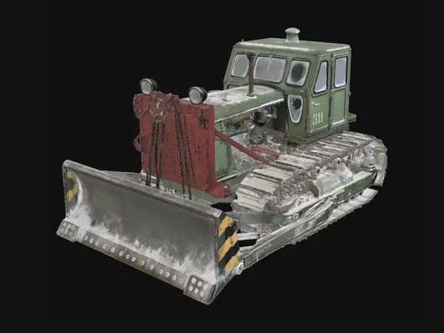 3D model for change this tractor to snowy variant but do not change color of the tractor and do grey background