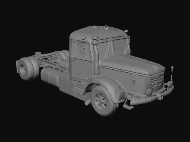 3D model for change this truck to snowy variant but do not change color of the truck and do grey background