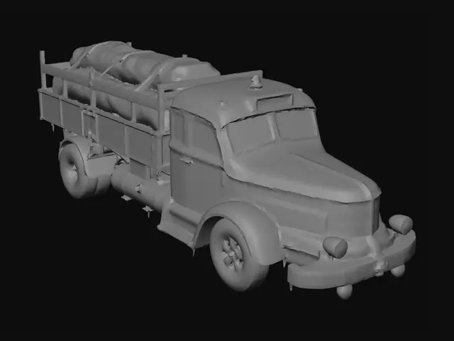 3D model for change this truck to snowy variant but do not change color of the truck and do grey background