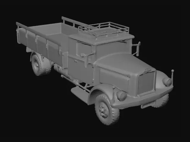 3D model for change this truck to snowy variant but do not change color of the truck and do grey background