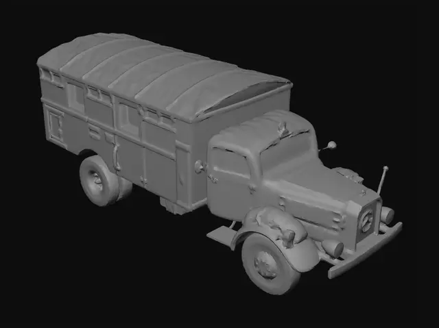 3D model for change this truck to snowy variant but do not change color of the truck and do grey background