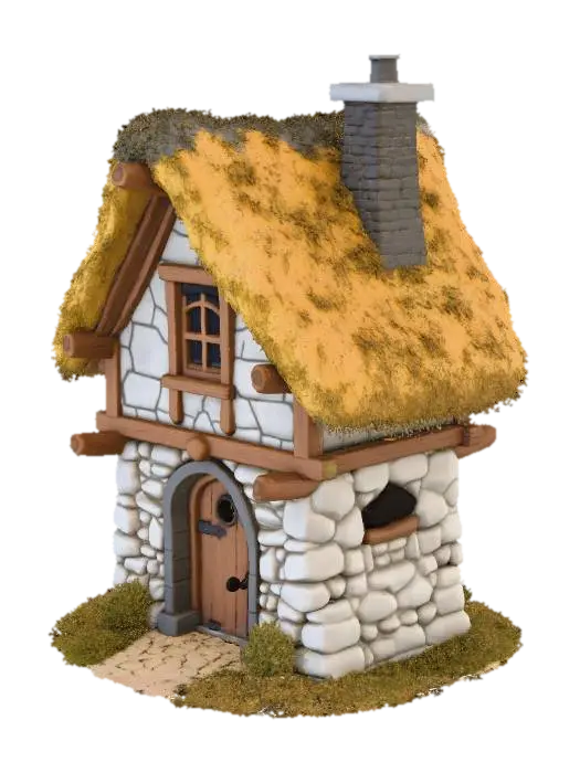 medieval house - Town 3D model, vytvořený pomocí AI