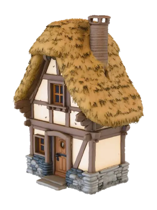 medieval house - Town 3D model, vytvořený pomocí AI