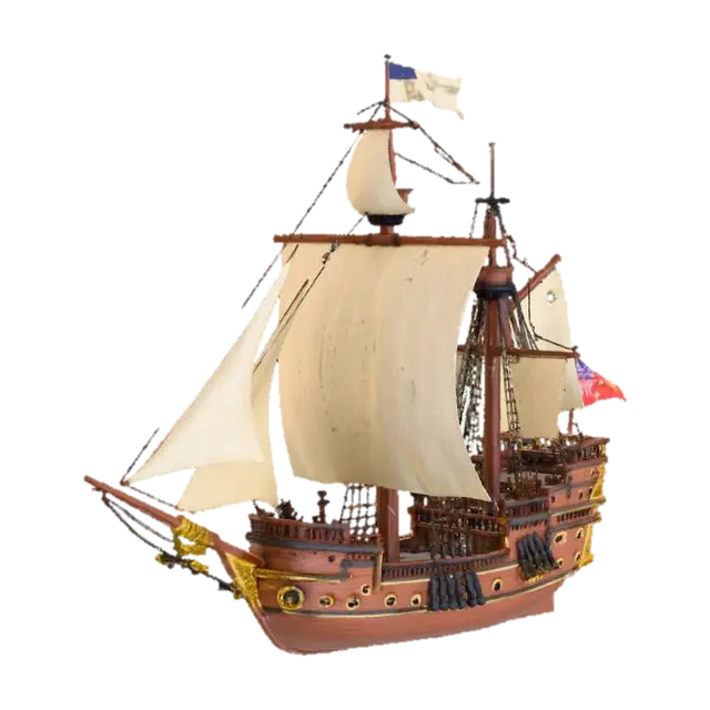 sailing ship Galleon 3D model, vytvořený pomocí AI