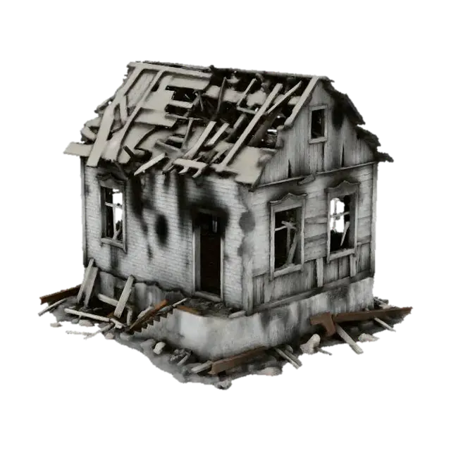 Crumbling Homestead - Deserted 3D model, vytvořený pomocí AI