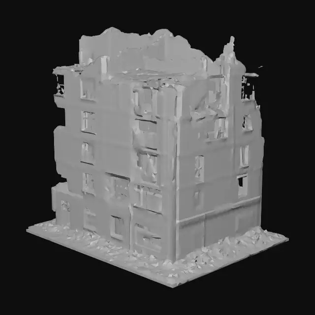 3D model for Ruined apartment building