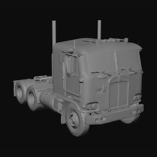 3D model for change this truck to snowy variant but do not change color of the truck and do grey background