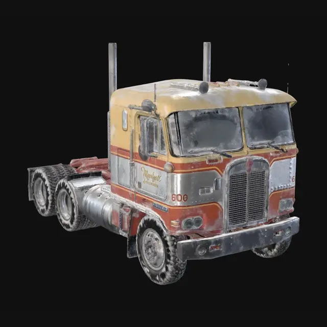 3D model for change this truck to snowy variant but do not change color of the truck and do grey background