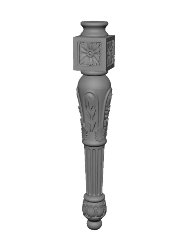 3D model for Ornate carved wooden furniture leg