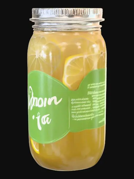 3D model for  mason jar with tea and lemon slices in it

