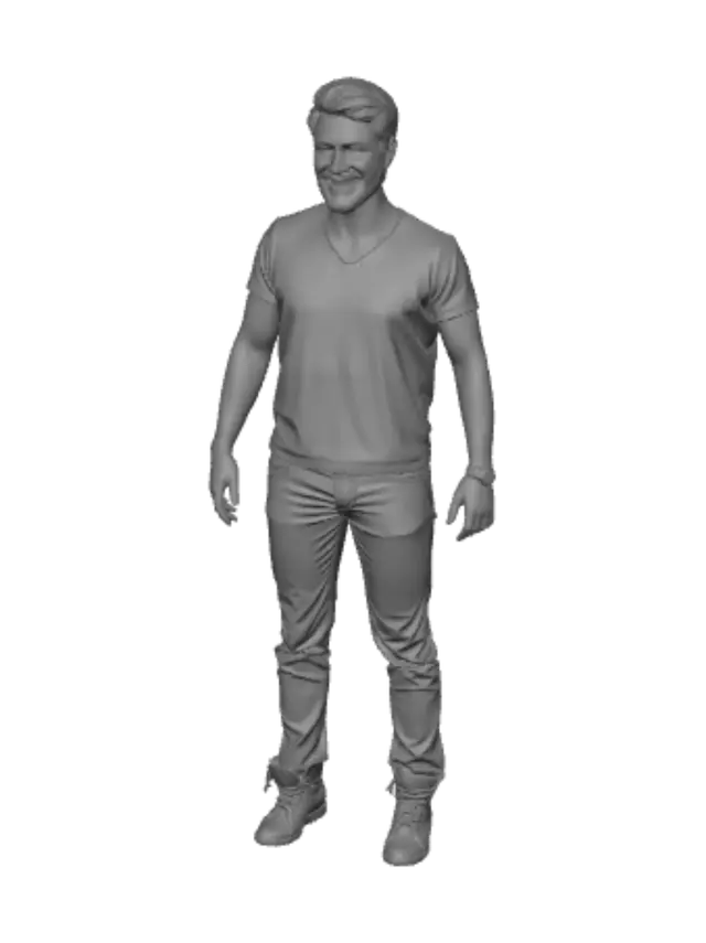 3D model for Casual man in navy t-shirt and jeans