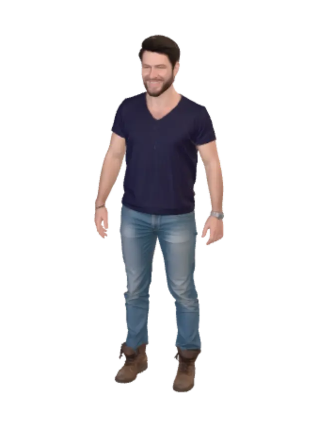 3D model for Casual man in navy t-shirt and jeans