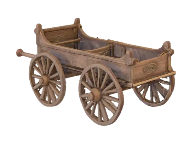 wooden waggon with baskets - Farm 3D model, vytvořený pomocí AI
