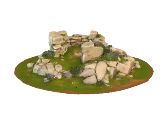 Ruined Stone Sanctuary - Ruins 3D model, vytvořený pomocí AI