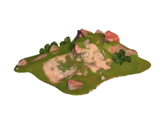 Serene Hillside - Greenery 3D model, vytvořený pomocí AI