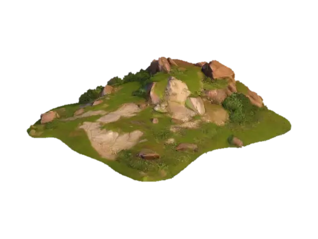 Serene Hillside - Greenery 3D model, vytvořený pomocí AI