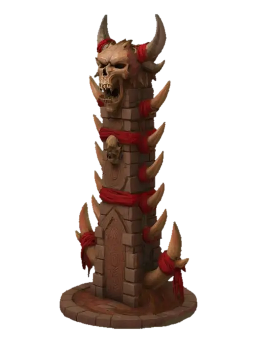 Tower of the Beast, totem altar 3D model, vytvořený pomocí AI